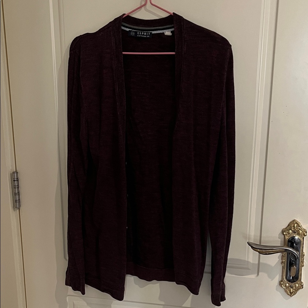 Esprit Open-Front Cardigan in Deep Plum
